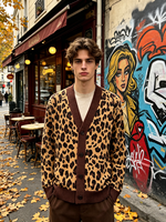 Cardigan en tricot pour homme Leon de haute qualité, coupe ample, boutonné, pull à manches longues pour l'automne et l'hiver