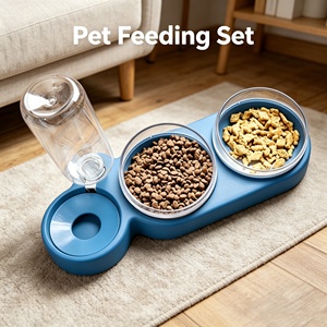 Tazón de Plástico Antideslizante para Gatos, <span class=keywords><strong>Bebedero</strong></span> por Gravedad 3 en 1, Fácil de Desmontar - Product Image 1