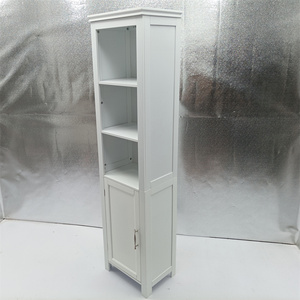 <strong>Bathroom</strong> <strong>Tall</strong> Storage <strong>Cabinet</strong> with 3-tier Shelf and Door Floor <strong>Cabinet</strong> Cupboard <strong>Free</strong> <strong>Standing</strong> Slim Side Organizer Shelves White - Product Image 1