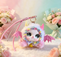 Porte-clés en peluche PP super doux avec ailes de petit diable mignonnes, pendentif de sac, en stock pour petits cadeaux, vente en gros aux marchés.