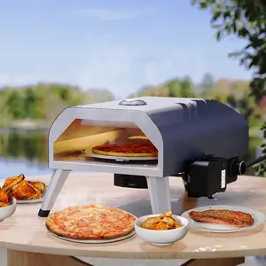 KEYO Four à pizza à gaz en pierre à pizza rotatif commercial de camping en plein air de table portable de 12 pouces avec fonction de rotation automatique