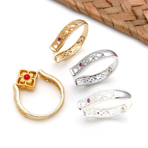 <b>Adjustable</b> Ring Pendant Charm With Red Zirconium DIY <b>Bracelet</b> Jewelry Accessory Unisex Everyday Wear - Product Image 2