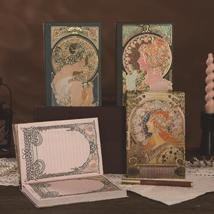 Agenda illustré exquis de style européen rétro, estampé à chaud en 3D, inspiré de Mucha, fille, art coloré, agenda épaissi - Product Image 2