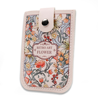 PU dompet tarik motif bunga casing kartu Multi Slot ramping dompet kustom wanita bermerek grosir