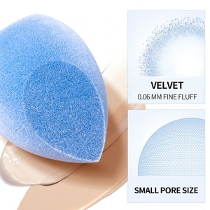 Esponja de microfibra de <span class=keywords><strong>terciopelo</strong></span> azul para maquillaje, microfibra, cosmético flocado, sin látex, ecológico, Vegano, Logo de belleza, licuadora de maquillaje - Product Image 5