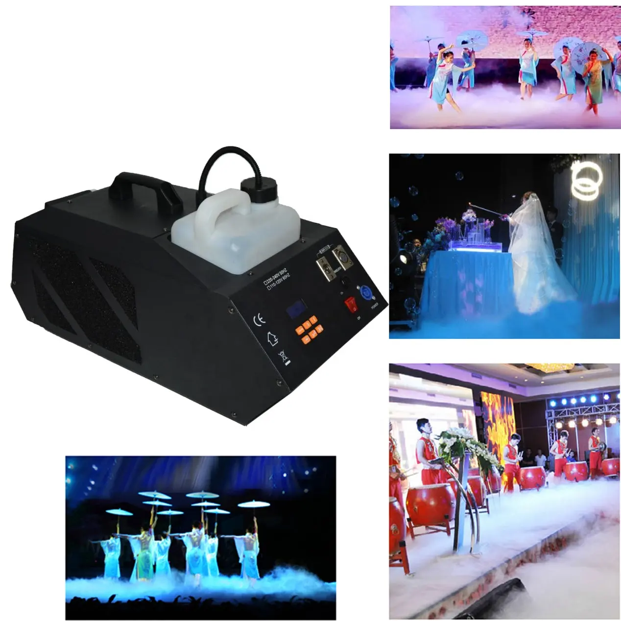 Mesin kabut tipis 1500W, mesin kabut efek pencahayaan RGB dengan Remote & DMX 512 1500W