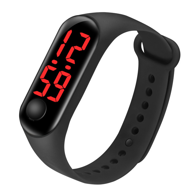 Hot Sale Popular Cheap Gift Children Watch Sport Design Watch Black Silicone LED Watches Saat