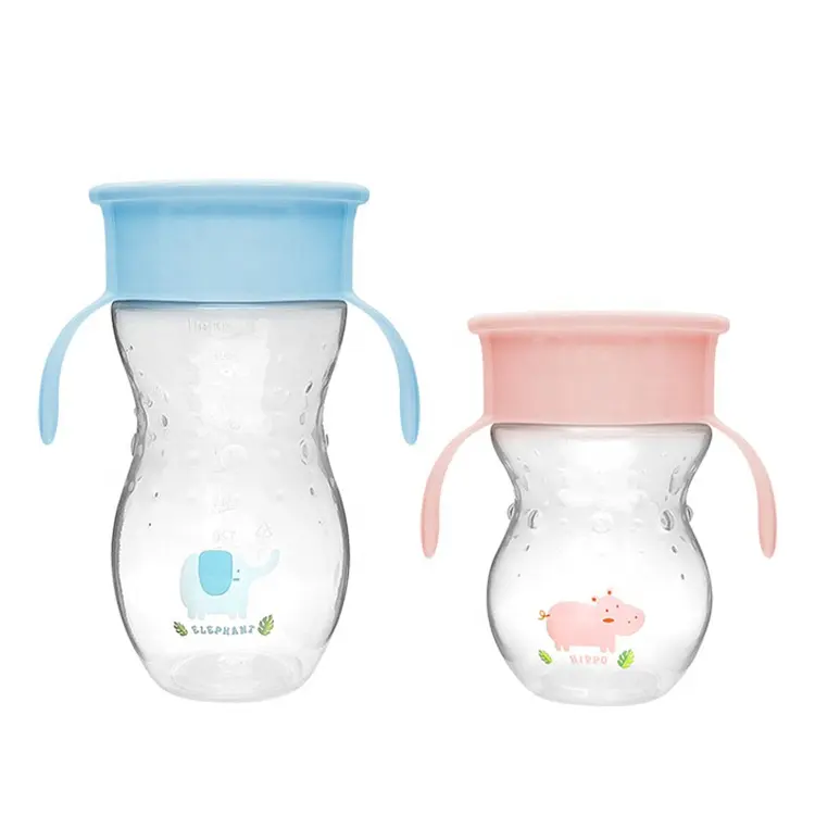 360 रोटेड जादू बेबी लर्निंग कप गर्म बिक्री बीपा मुक्त 260 मिली 400 मिली टॉडलर पानी की बोतल बेबी ट्रेनिंग कप