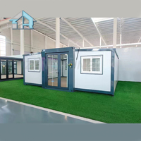 Maison mobile préfabriquée en conteneur à panneaux sandwich en acier de 20 pieds, extensible, confortable, à deux ailes, en kit, portable, petite maison