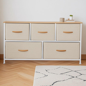 Cassettiera Personalizzata con 5 Cassetti in Tessuto Facili da Estrarre, Struttura in Metallo, Mobile Contenitore per Soggiorno - Product Image 2