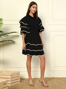Women's Solid Knee Length Shirt <b>With</b> Skirt Cord Set For Women Cotton <b>Jumpsuits</b> Western Dress for Women Stylish Latest Two Piece - Product Image 6