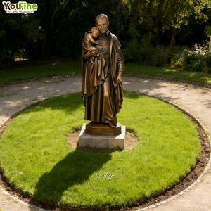 YOUFINE tamaño real Iglesia religiosa decoración fundición latón cobre bronce San Vicente estatua con niño - Product Image 4