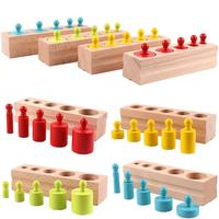 Nouvel Arrivage : Jouets Montessori en Bois pour Bébé et Tout-petit, Cylindres Sensoriels à Boutons, Blocs Éducatifs pour Enfants