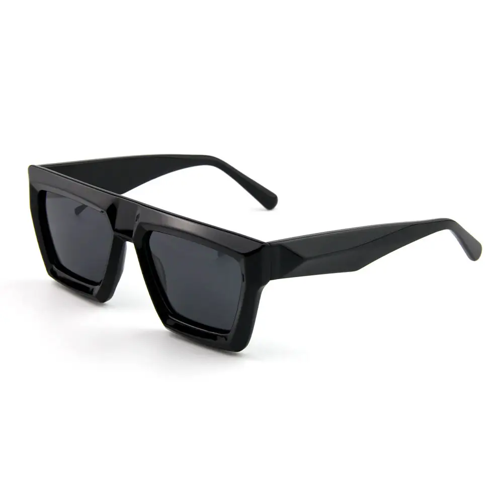 Kacamata hitam Logo logam 3d kustom Vintage kacamata hitam pria terpolarisasi Uv400 persegi tebal kacamata asetat produsen wanita