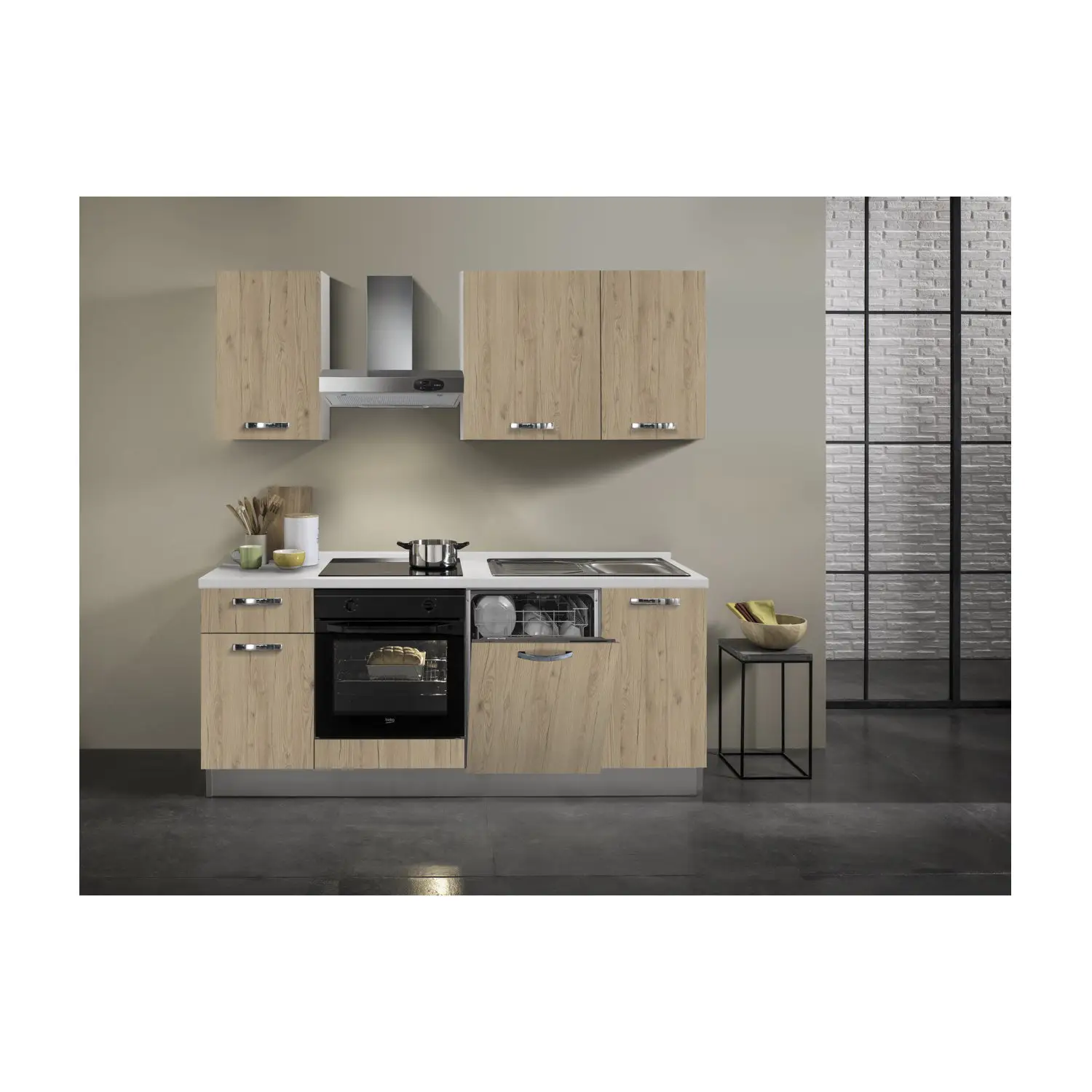 Üst tedarikçi önceden monte edilmiş mutfak mobilyası-tezgah, ev aletleri ve bulaşık makinesi dahil-verimlilik estetiği karşılar