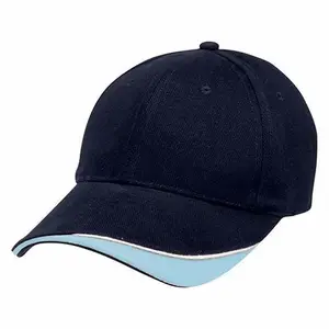 หมวกเบสบอลสำหรับวิ่งผ้าคอตตอนทวิล6แผงผ้าคอตตอนพร้อมท่อแบบปรับแต่ง100%