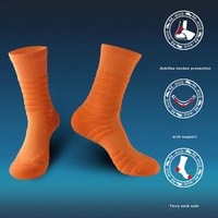 Chaussettes de sport athlétiques pour hommes, couleurs unies, antidérapantes, avec semelle en tissu éponge, élastiques, pour la course et la gym, personnalisables avec logo, vente en gros