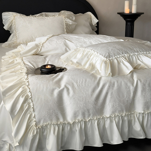 Luofu Flower City French Korean Style 50s Cotton <b>Bedding</b> Set Ruffle Home Use - Product Image 3