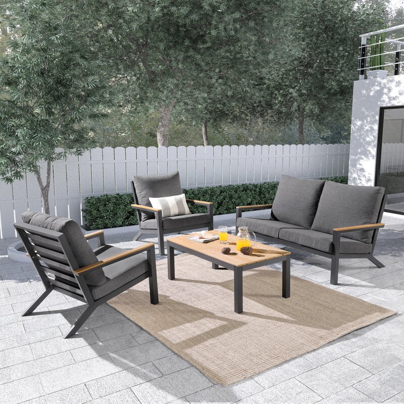 Patio furniture garden outdoor furniture sofa set aluminum 4 pieces sofa seating group with cushions