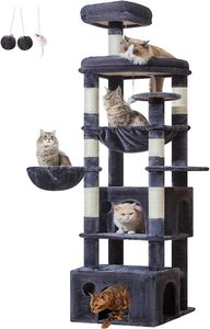 Cat Tree <b>Tower</b> Condo <b>Play</b> House Cat Scratcher Furniture Flannel Hemp Rope Funny Design Easy Assembly - Product Image 1