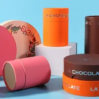 Boîte cylindrique ronde en carton personnalisée et colorée pour chocolat, avec fenêtre, pour tube de crème corporelle