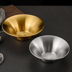 Piatto Conico a Fondo Piatto in Acciaio Inossidabile Coreano per Alimenti, Vassoio da Portata per Pasta, Ciotola per Ramen e Zuppa, Oro e Argento, per Ristoranti - Product Image 2