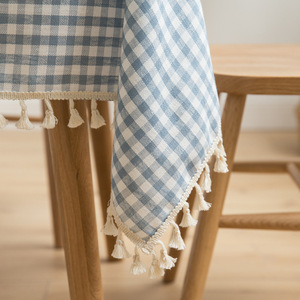 <span class=keywords><strong>Mantel</strong></span> <span class=keywords><strong>Rectangular</strong></span> <span class=keywords><strong>de</strong></span> <span class=keywords><strong>Lino</strong></span> y Algodón Japonés con Borlas - Product Image 2