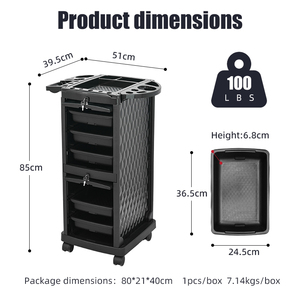 Carrito de Plástico con Ruedas y Cerradura para Salón de Belleza, Spa, Extensiones de Cabello, Peluquería, Suministros de Hospital, Taller, Hoteles, Baños, Gimnasios - Product Image 2