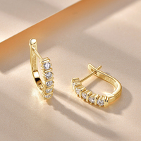 Pendientes al por mayor, nuevos, con diamantes cultivados en laboratorio, moissanita, plata de ley S925, pendientes de aro en forma de U personalizados para mujer