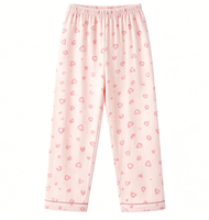 Vente en gros de pyjamas en coton rose de luxe de haute qualité, personnalisés, certifiés ODM, pour femmes, élégants, confortables, avec taille élastique