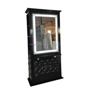 Station de coiffure moderne avec miroir LED et rangement pour studio de styliste - Product Image 1