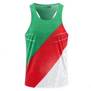 Men's Breathable Mesh <b>Tank</b> <b>Top</b> <b>Green</b> Red Sublimation Print Sporty Sleeveless V-Neck Workout Athletic Wear XL - Product Image 3