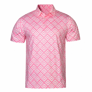 Men Pink Golf Polo <b>Shirt</b> Short Sleeve <b>Geometric</b> Print Quick Dry Breathable Stretch Sportswear Casual Outdoor Golf <b>Shirt</b> Ready - Product Image 1