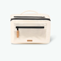 Sac cosmétique imperméable en polyester avec fermeture éclair, poignée souple, plusieurs poches, grande capacité, étui de rangement portable pour maquillage, logo personnalisé