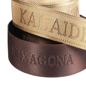 Hot Selling Durable Black Custom Striped logo Flat Polyester <b>Webbing</b> Strap for Bag Handle Belts - Product Image 2