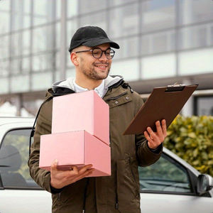 Neues Design 10x7x6 Zoll Pink Wellpappe Mailer Boxen Langlebige Klein unternehmen Mailing Verpackung Prägung Druck handhabung - Product Image 3