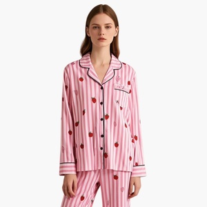 Stripe Print Bamboo Pajamas Custom Modal Loungewear Set Soft Pyjamas Set Woman Soft Pyjamas Women Sleepwear Pajamas Sets Clothes - Product Image 1