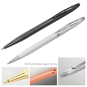 Bolígrafos delgados de oro rosa de marca personalizada de lujo para hoteles Bolígrafo promocional con logotipo personalizado - Product Image 2