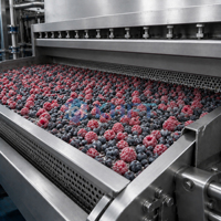 IQF Fluidized Bed Tunnelvriezer voor frieten, groenten, fruit en zeevruchten