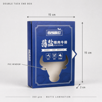 Boîte d'emballage pour steak en papier couché blanc avec logo personnalisé et fenêtre transparente en PVC, écologique, recyclable, faible MOQ, petites séries