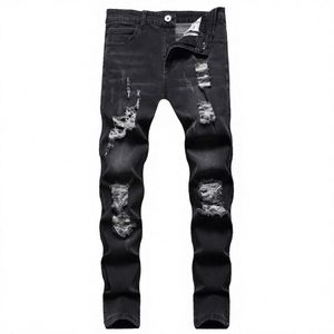 Jeans de Mezclilla Casuales de Pierna Recta para Hombre, Primavera 2026, Color Azul Claro, Cintura Media, con Estampado de Letras y Bordado - Product Image 4