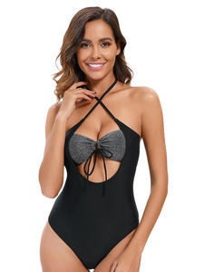 Maillot de bain fitness grande taille pour femmes européennes et américaines, écologique, élégant, motif solide, imprimé, découpé dans le dos, design sexy. - Product Image 3