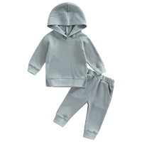 Ensemble de survêtement en coton gaufré confortable et unisexe pour bébé et tout-petit, pantalon et sweat-shirt assortis