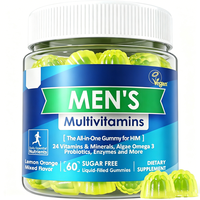 Gommes multivitaminées liquides sans sucre pour hommes, 24 vitamines, minéraux et probiotiques, favorisant l'énergie masculine et l'immunité intestinale