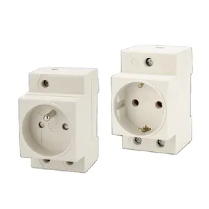 Fr Eu Duits Type Din Rail Mount Ac Power Socket Plug 16A 250V Ac Connector Grijs Residentiële Algemene-purpose Industriële