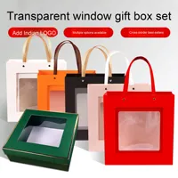 Transparent clair fenêtre fourre-tout 2mm boîte-cadeau pliante pour collations thé créatif blanc timbre impression carton fête faveur cadeau