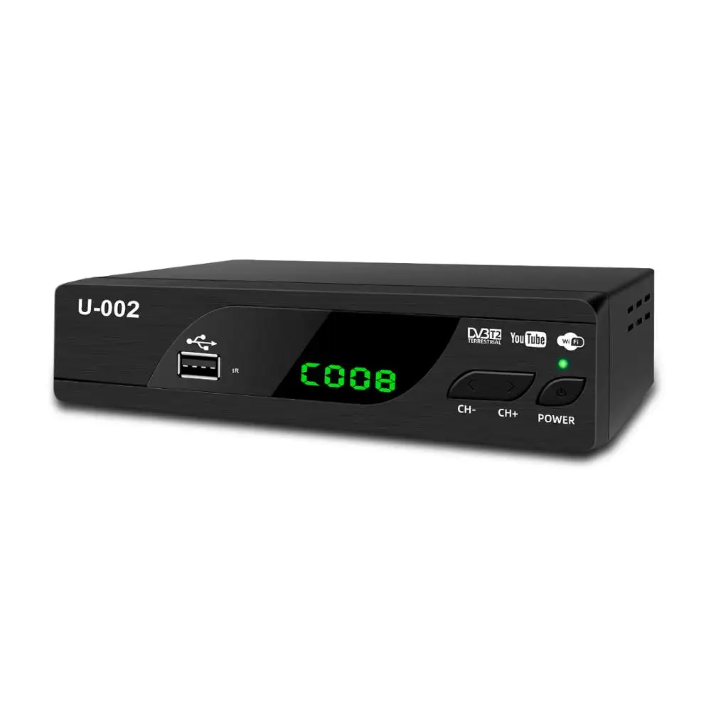 Full HD DVB-T2 TV Digital terrestre receptor de señal completa Compatible con DVB-T/H.264 MPEG-2/4 HD 1080p DVB T2 receptor