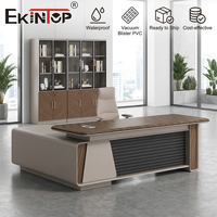 Bureau de direction moderne Ekintop de 1,8 m, imperméable, table de patron de luxe avec surface en PVC sans joint pour poste de travail de manager