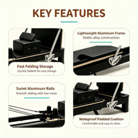 Reformer de Pilates portable et pliable en aluminium, barre de pieds réglable sur 6 niveaux, poulie silencieuse, écologique, pour l'entraînement corporel au Pilates