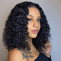 Perruque Bob Courte Ondulée 13x6 en Cheveux Humains, Perruques Lace Front Bouclées pour Femmes Noires, Perruques Bob Courtes en Cheveux Humains de 14 Pouces, Densité 180%